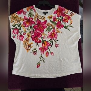 Investments Floral Print Women's Top - Pink and Green